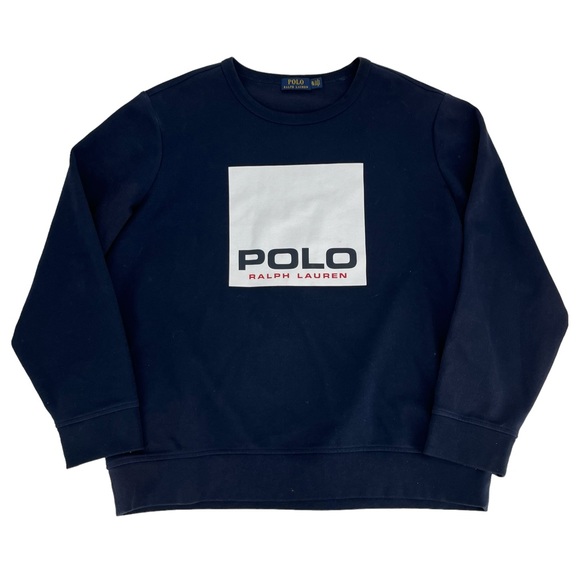 Polo Ralph Lauren Other - Polo By Ralph Lauren Sweatshirt Mens XL Navy Blue Box Logo Crewneck P Wing 1992